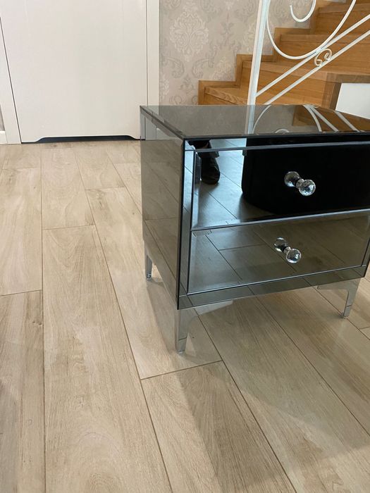 Stolik nocny lustrzany, glamour, grafit.