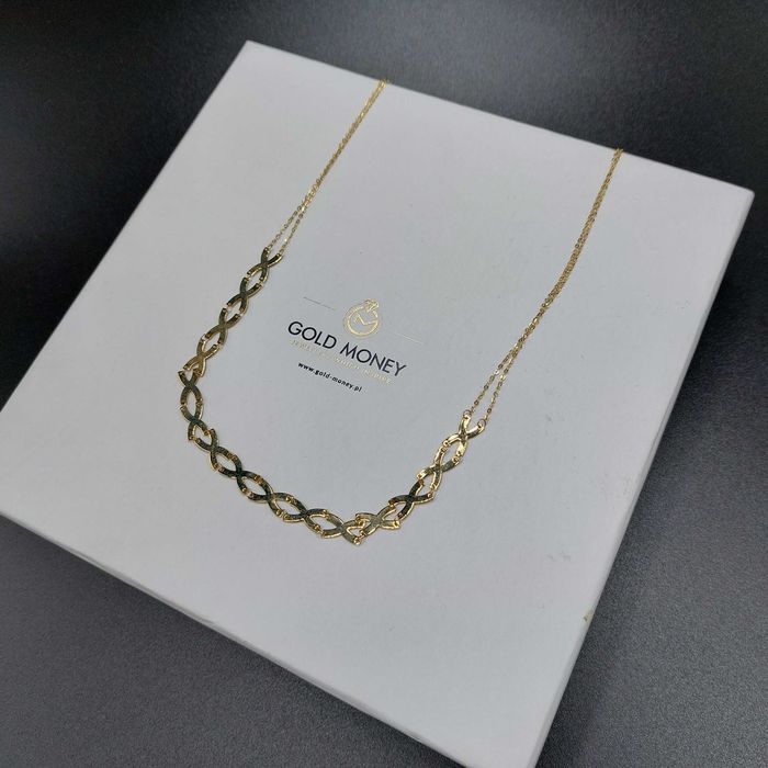 Złoty naszyjnik z ozdobnym splotem 585 GOLD MONEY