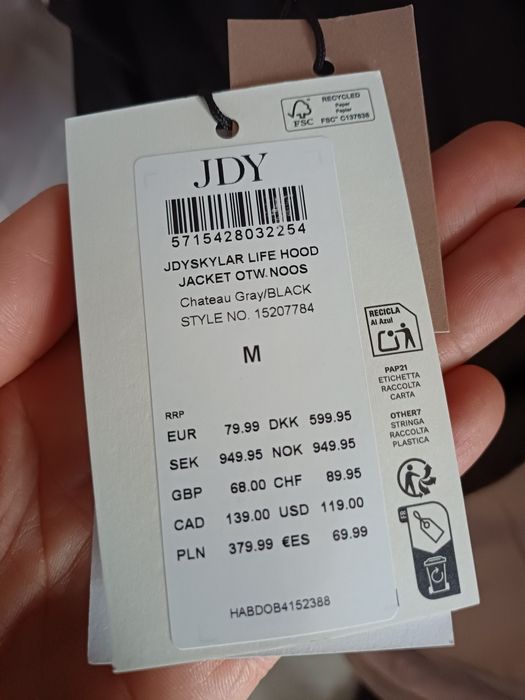 JDY nowy płaszcz kurtka zimowa M