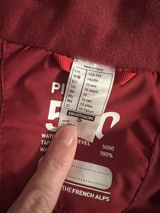 Casaco de Ski quente e impermeável criança 6-14 anos, SKI 500 vermelho