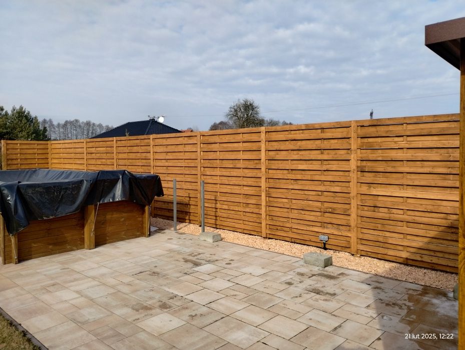 Panel ogrodzeniowy drewniany,  Płot lamelowy, Pergola *Grubość 6,6 cm!