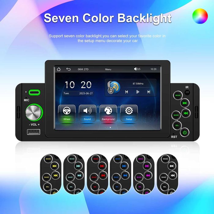 Rádio 1DIN | Ecrã 5" HD | CarPlay & Android Auto WIRELESS | Universal