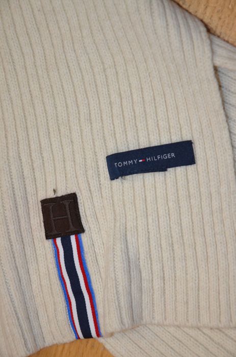Długi  szalik męski Tommy Hilfiger ecru