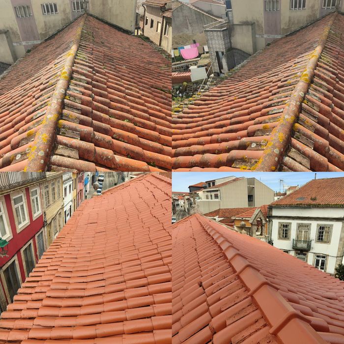 Lavagem de telhados.Impermeabilização e pintura de telhdos.