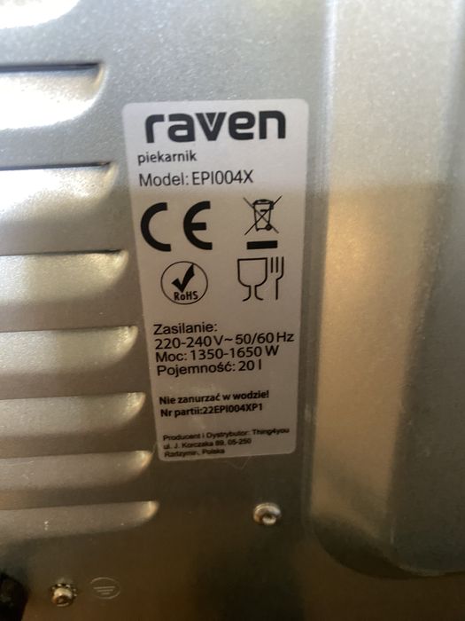 Mini piekarnik Raven EPI004X Rożen 20l