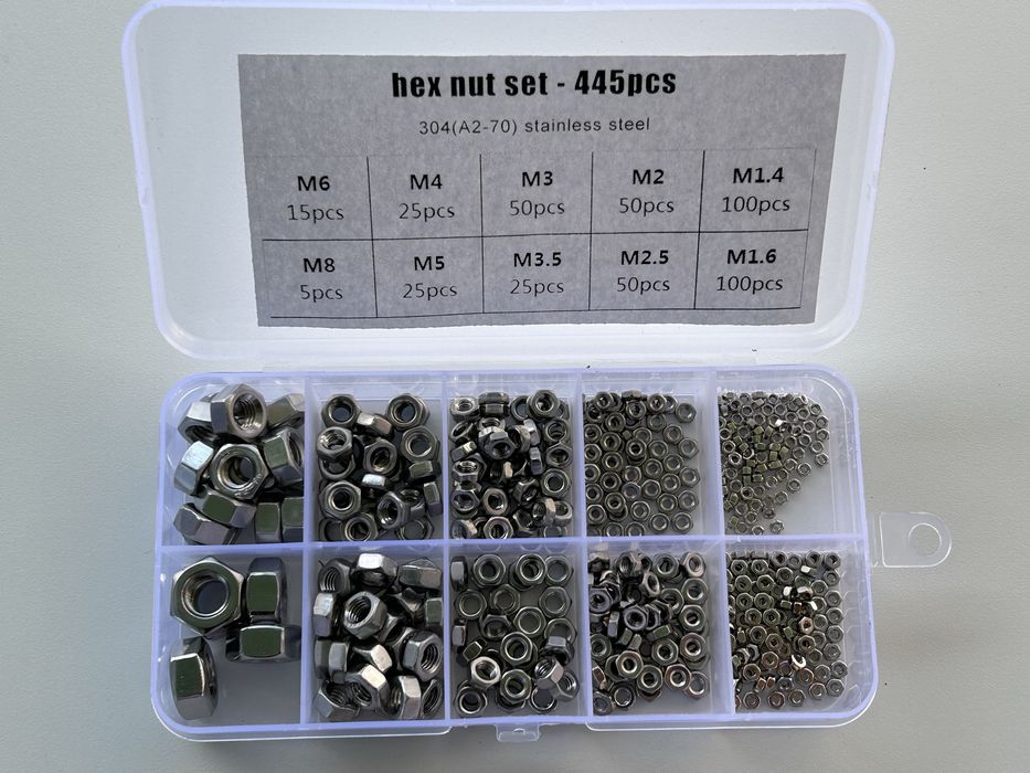 Набор гаек 445 шт 10 размеров