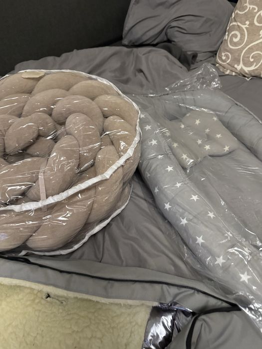 Дитячий бортик /косичка/утеплений чохол в коляску /кокон