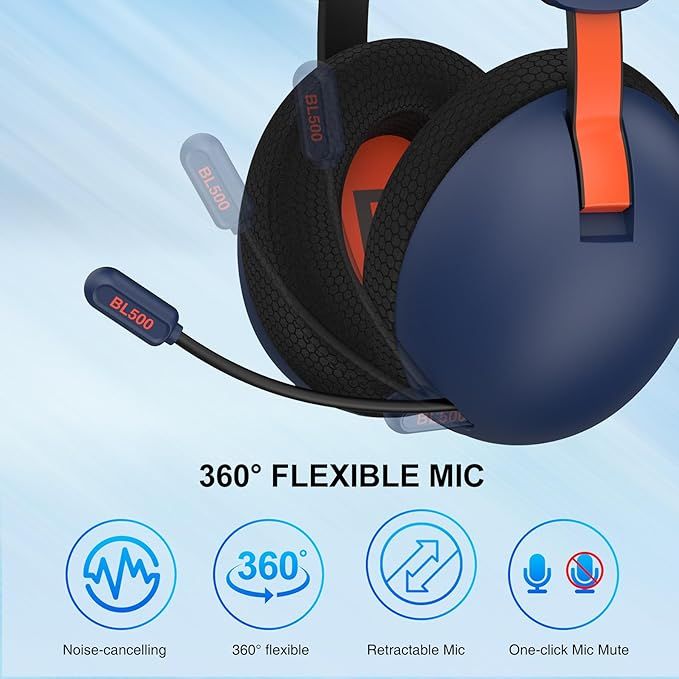 NinxGloy Bezprzewodowe Słuchawki Gamingowe 2.4GHz z Mikrofonem