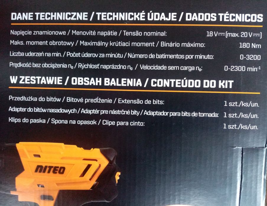 Klucz Zakrętarka udarowa akumulatorowa Niteo +walizka Nowe