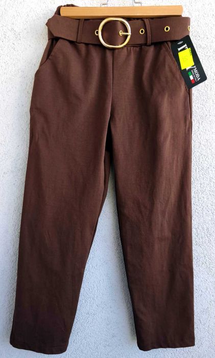 NOWE czekoladowe spodnie z paskiem dla dziewczynki 8 lat 128