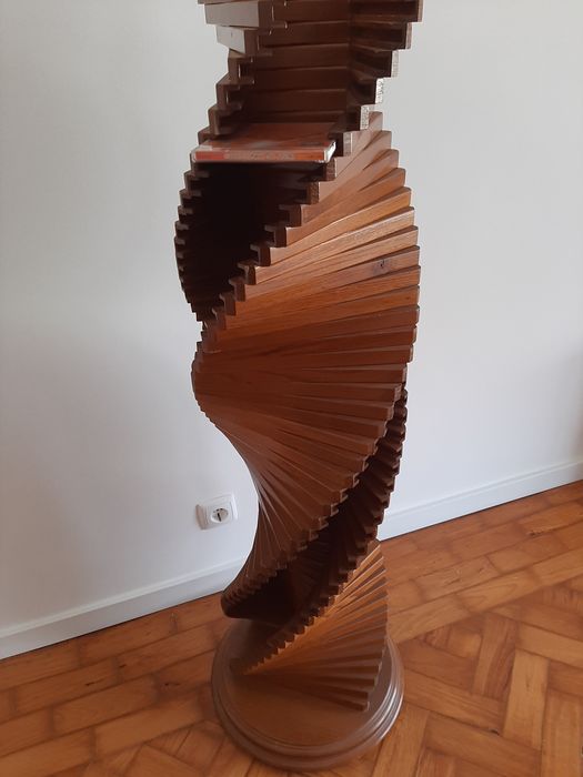 Porta CDs madeira giratório rotativo