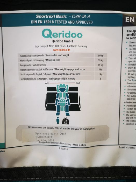 Przyczepka rowerowa Queridoo Sportrex 1  Jak nowa