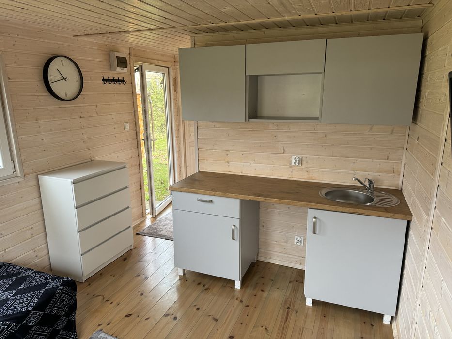 Domek drewniany 3x7, letniskowy , ocieplany z wyposasżeniem