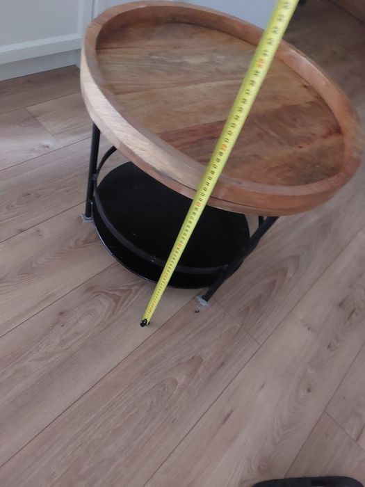 Stolik metalowo-drewniany