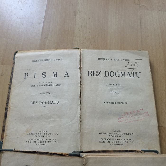 Henryk Sienkiewicz Bez Dogmatu Przedwojenne 1934r Komplet Sygnowane