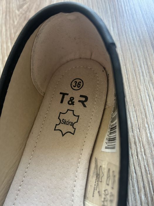 Baleriny balerinki baletki skórzane czarne leather 36