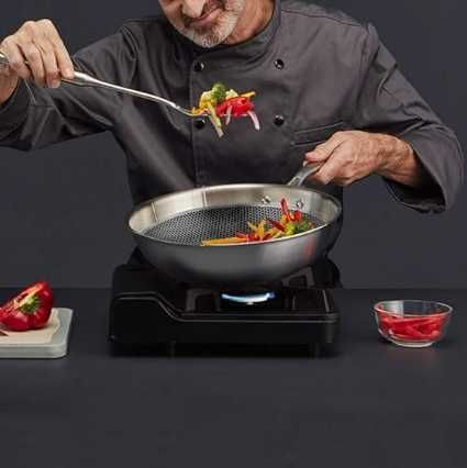 Великий вок з нержавіючої сталі 34, китайська сковорідка 34см вок wok