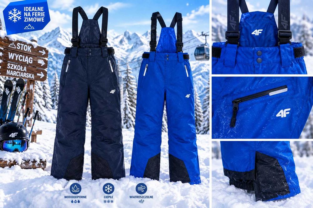 Spodnie narciarskie 4F R.128 DUO PACK - memb. Neodry - 2szt na ferie