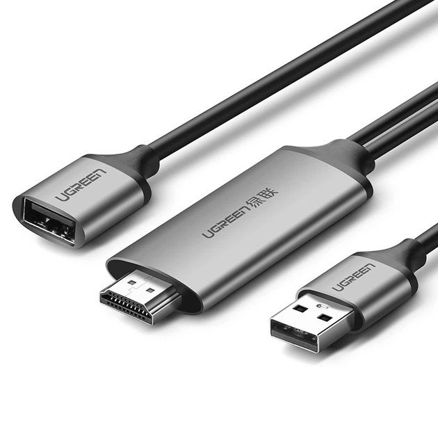 Перехідник UGREEN CM151 з телефону на телевізор USB - HDMI 1.5m Gray