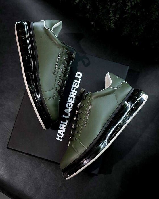 Шкіряні чоловічі кросівки Karl Lagerfeld Kapri Kushion Combat з прозорою підошвою