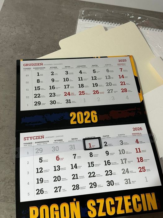 2 x Kalendarz 2026 trójdzielny i miesięczny  Pogoń Szczecin