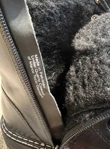 Czarne skórzane ocieplane botki Marco Tozzi 39