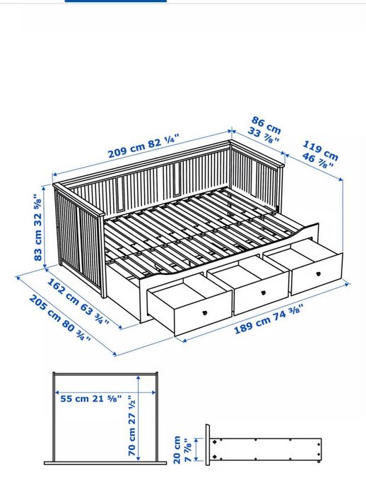 Łóżko Ikea Hemnes  80x200