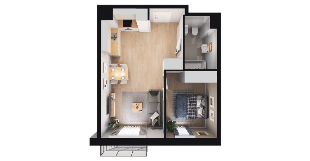2-pokojowe mieszkanie 38 m² + balkon - Widok 3