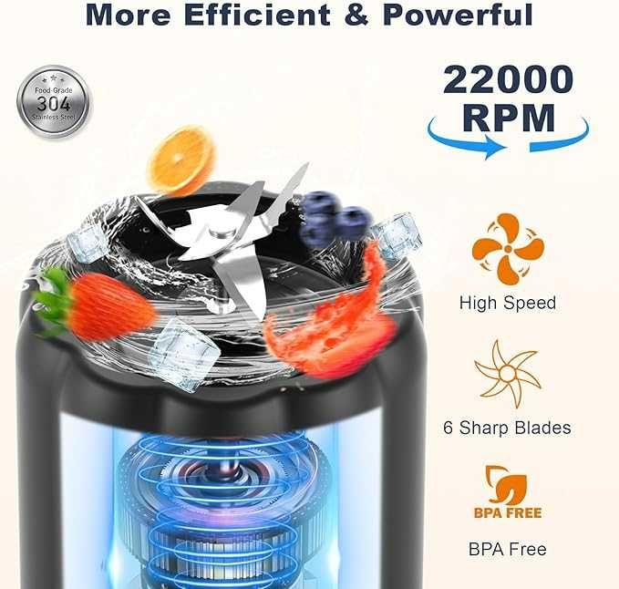 Blender przenośny 500ml USB-C 6 ostrzy koktajle smoothie COKUNST