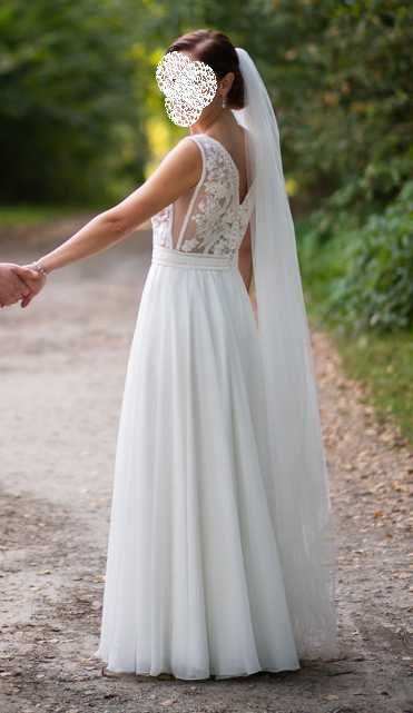 Suknia ślubna rustykalna Afrodyta - Ventura r. 36/38 muślin 163 cm