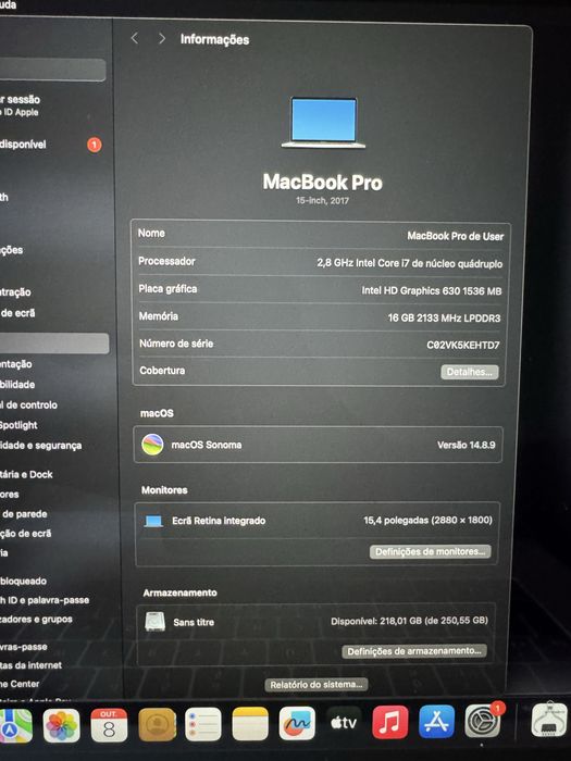 MacBook Pro 15" Touchbar - i7 | 16GB SSD | 250GB SSD