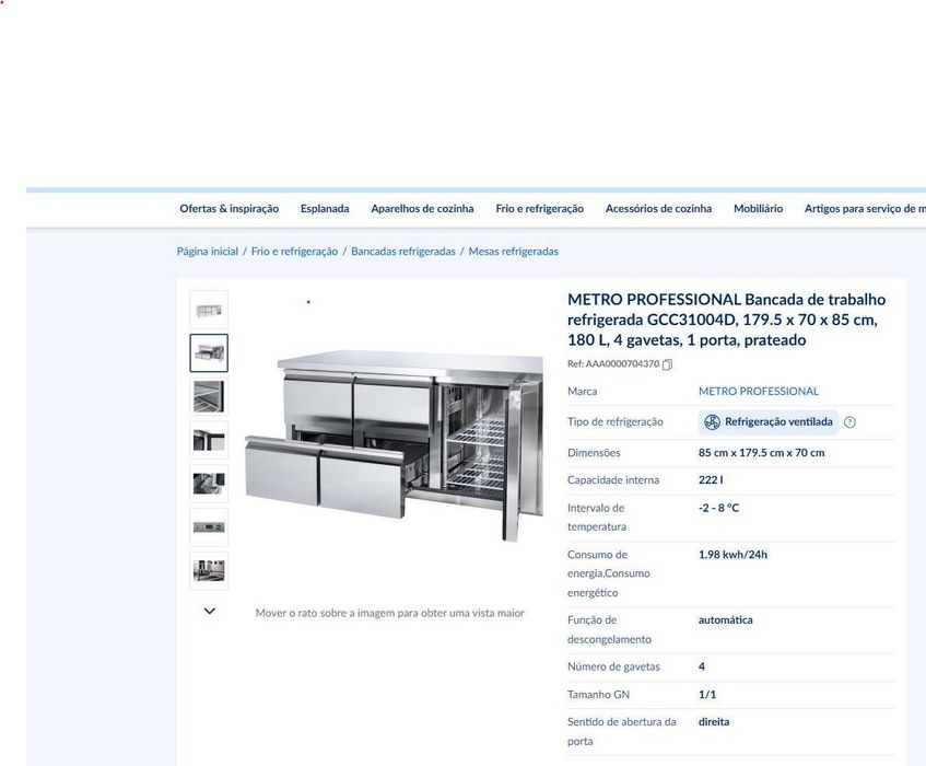 Bancada Frigorífica 4 gavetas ,1 porta