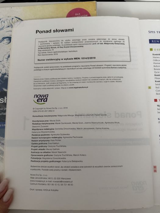 Zestaw Ponad Słowami 1 część 1 i 2 polski