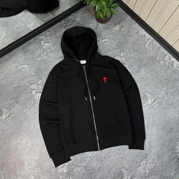 Базове зіп-худі AMI Paris з преміум бавовни Ами Париж