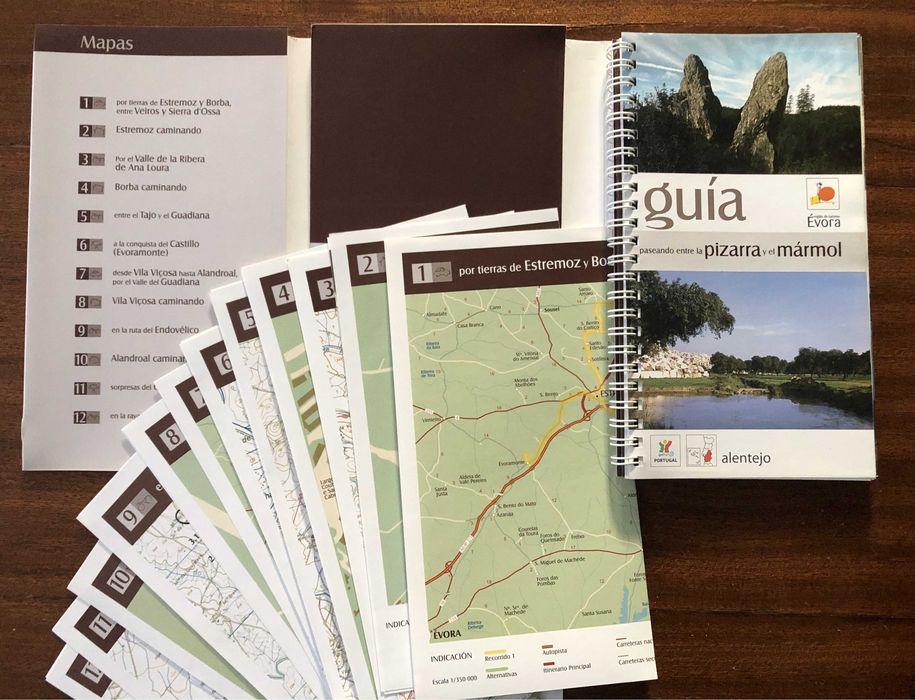 Guia (em espanhol) da região de Évora, Alentejo, com 12 percursos