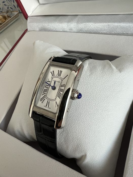 Zegarek damski Cartier Tank granatowa skóra