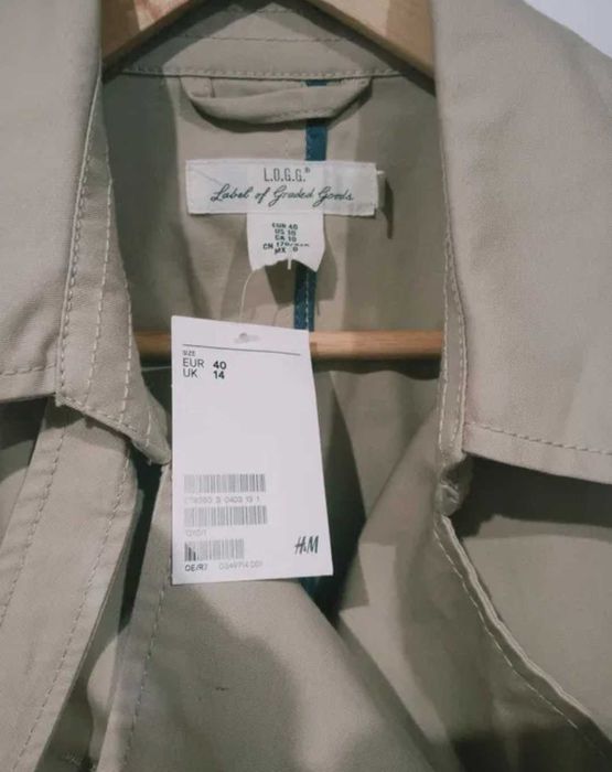 H&M nowy z metka dlugi trencz damski plaszcz L