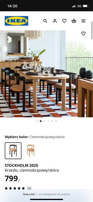 Krzesła Ikea Stockholm 2025 2szt