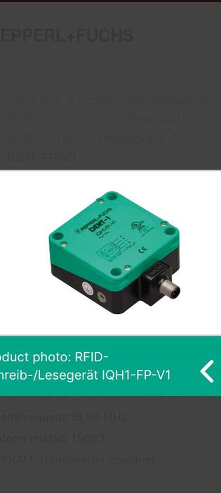 Głowica odczytu/zapisu RFID Pepperl+Fuchs 204623 IQH1-FP-V1