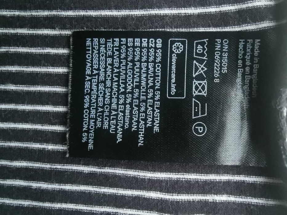 Koszulka top damski dziewczęcy czarny w białe paski, H&M, rozmiar S