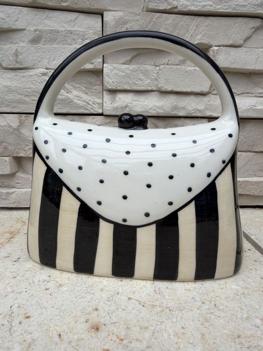 Skarbonka torebka z porcelany wzorowana na Gucci Dior hand painted