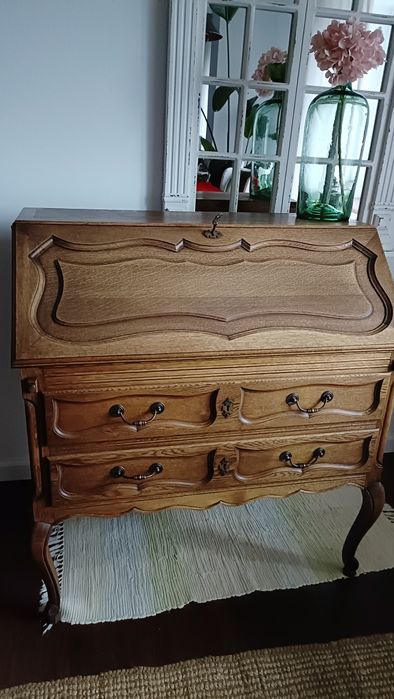 Sekretarzyk drewniany biurko komoda