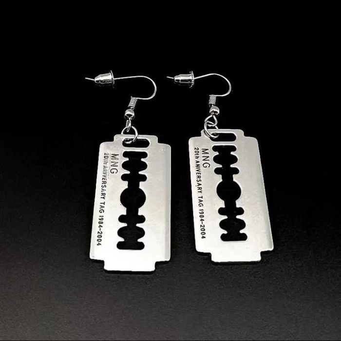 Kolczyki duże srebrne żyletki Gothic Lolita Emo Punk