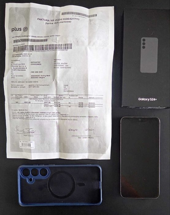 Telefon Samsung Galaxy S24+ 12GB 512GB  SM-S926B/DS Dokumenty Etui