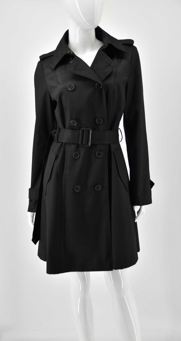 RALPH LAUREN płaszcz damski trencz czarny z paskiem wiosenny S