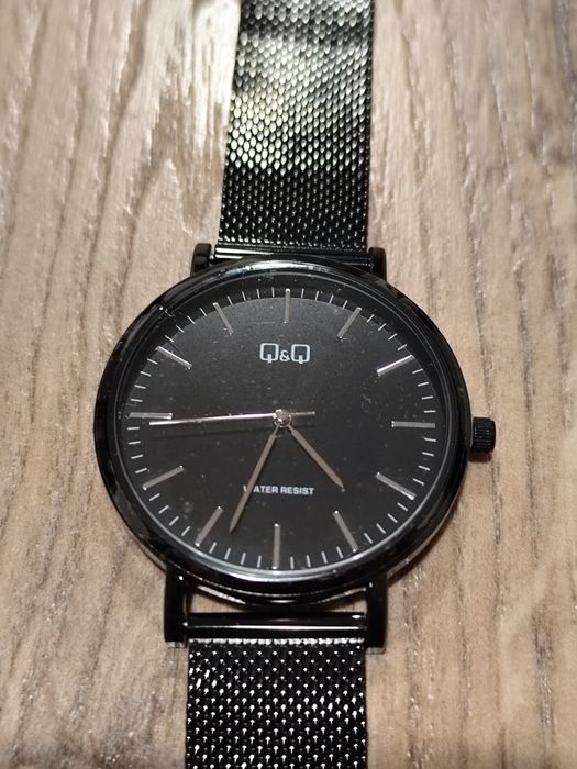Zegarek męski Q&Q C34A-011PY mesh kwarcowy czarny Citizen nowy 40 mm
