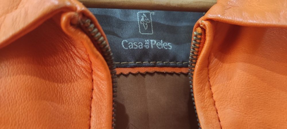 Casaco laranja em pele verdadeira, n. 46