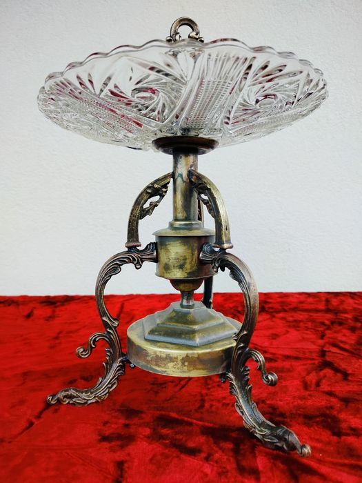 Stylowa mosiężna patera owocarka