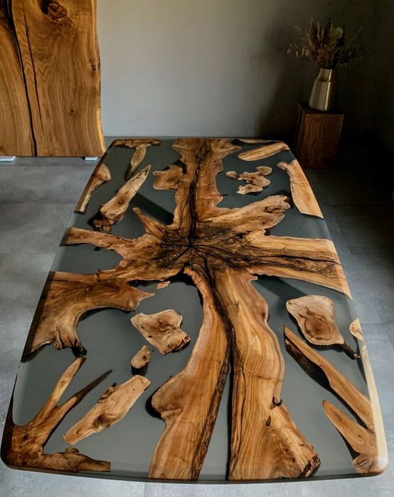 Новый Стол Уникальный VOLLMER Tables Slab 180x100x4 см Орех&Эпоксидка