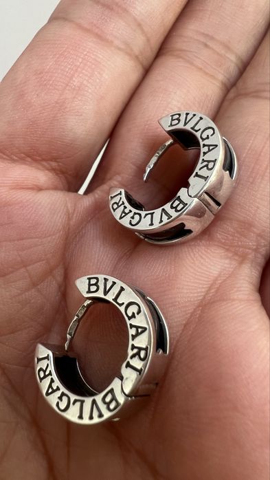 Серьги белое золото 585 оникс Bvlgari вес 7,35